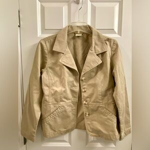 Cabela's Blazer Jacket Women's M Beige Cotton Long Sleeve Button Notch Lapel EUC